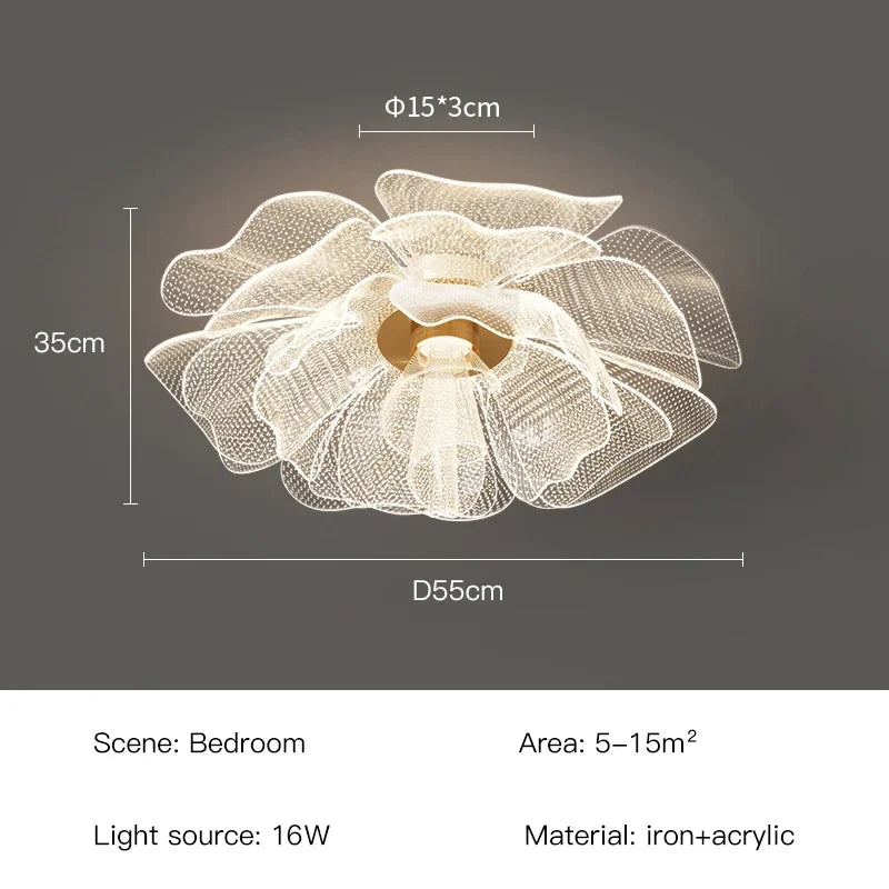 LumaFlora Golden Flower LED Ceiling Light for Bedroom