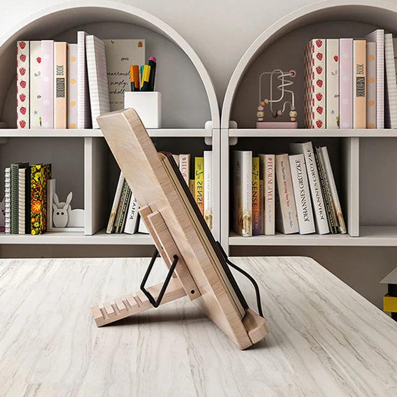 Adjustable Pine Book Stand for Hands Free Reading Daily