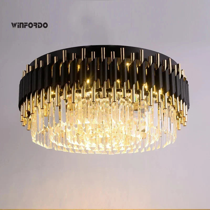 Astrahaven Krystal Sort Lysekrone med Retro Moderne Charm
