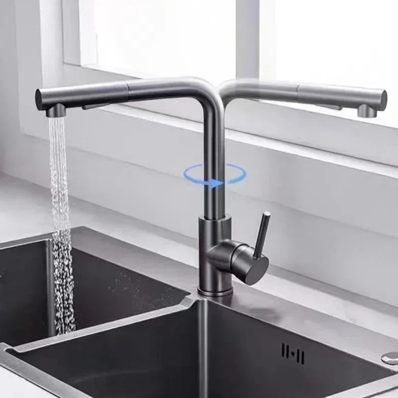 شیر ظرفشویی ایروفلو پرو مشکی از جنس استیل ضدزنگ با آبفشان دو حالته کشویی