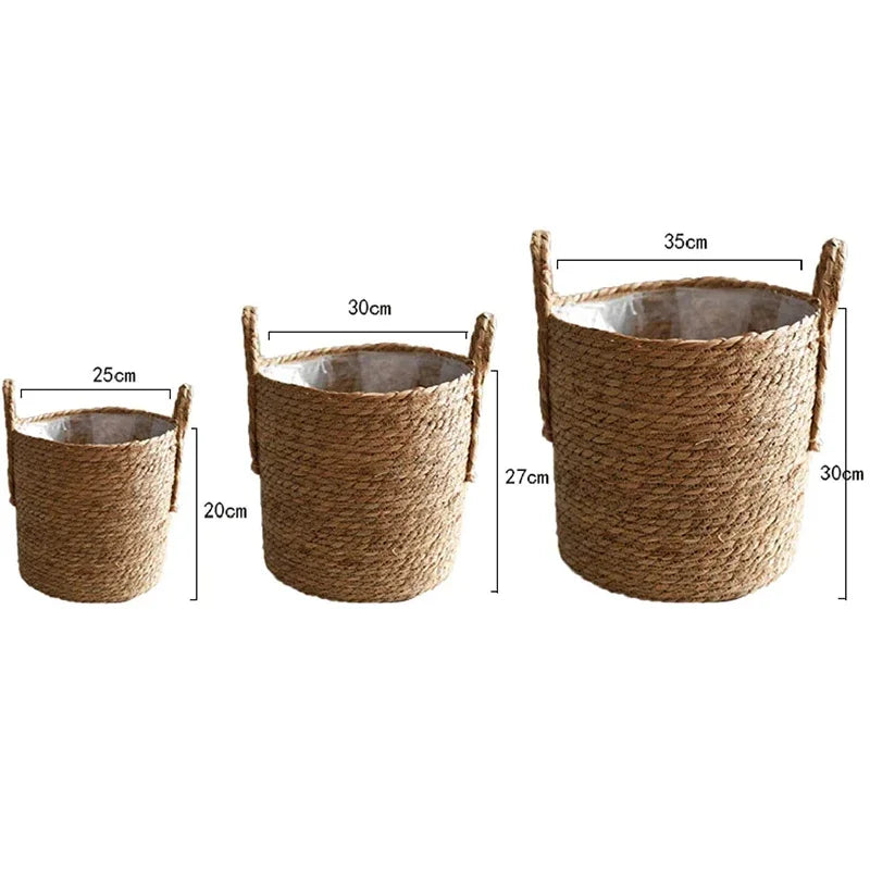 سبد حصیری دستبافت بزرگ برای گلدان و نگهداری MeadowNest