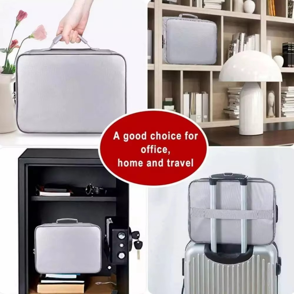 Portable Fireproof and Waterproof Document Organizer Bag for Travel and Home Security