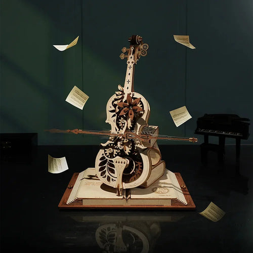 ArborMuse Cello 3D Ahşap Puzzle Müzik Kutusu Yaratıcı Montaj ve Dekor için
