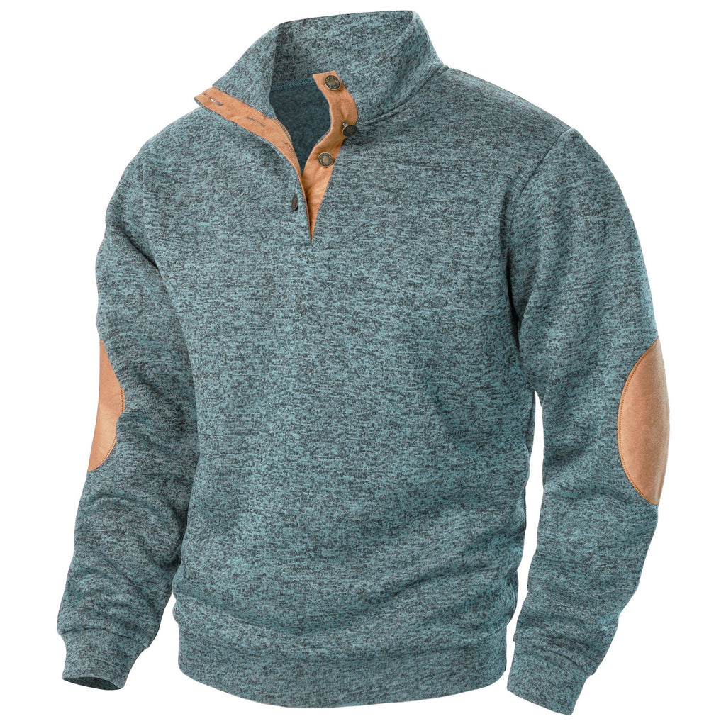 Astra Stand Collar Knitted Sweater With Button Details And Long Sleeves
