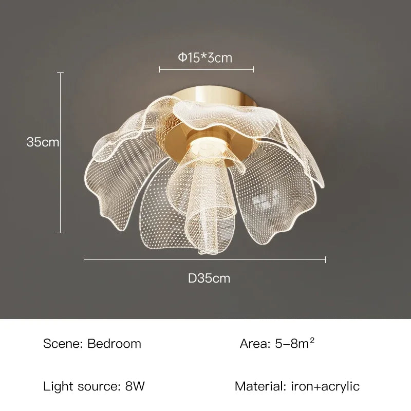 LumaFlora Golden Flower LED Ceiling Light for Bedroom