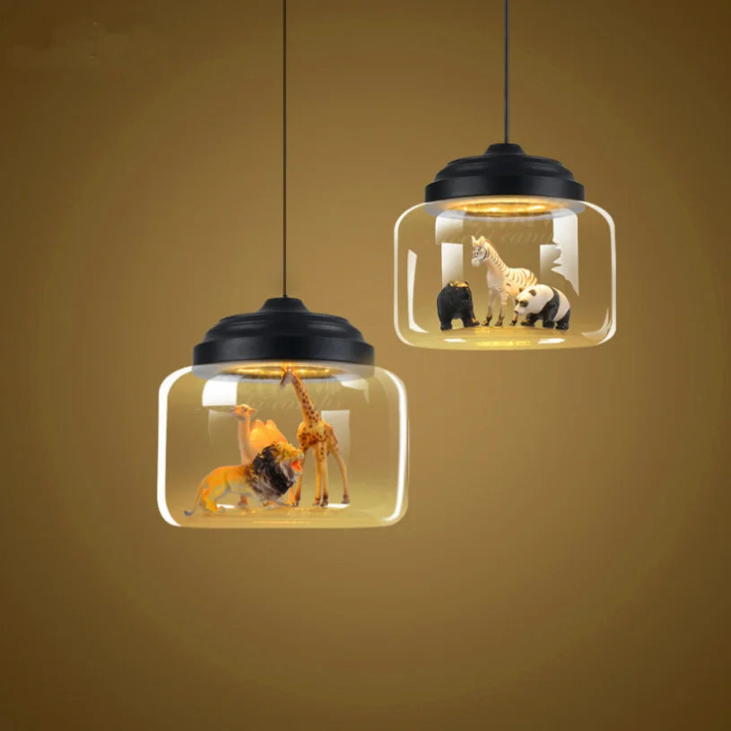 AuroraNest Dyr Glas LED Loftlampe til Børneværelse
