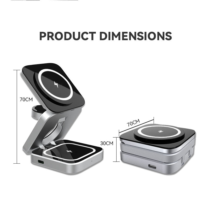 VeloCharge Magnetic Foldable 3-In-1 Wireless Charger For iPhone AirPods Apple Watch