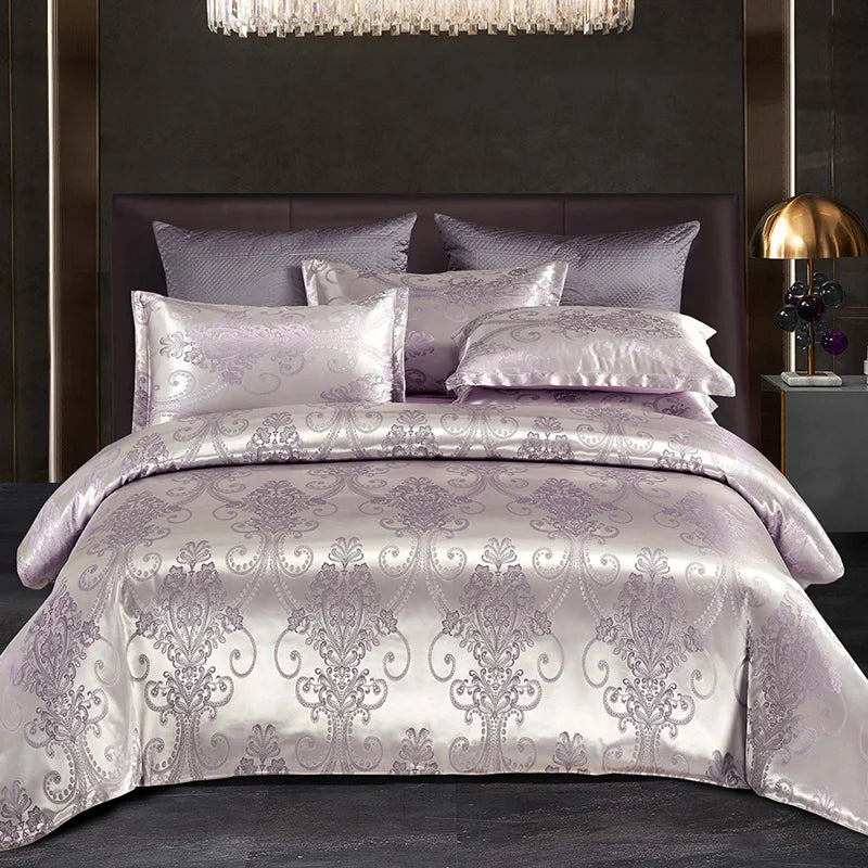 Aurelia Satin Rayon Jacquard Duvet Cover Set 220x240 for Double Bed