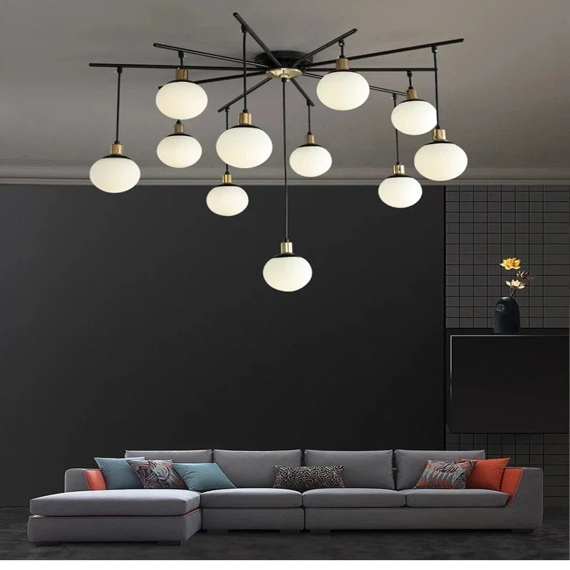 Velora postmoderní skleněný lustr s LED do obývacího pokoje