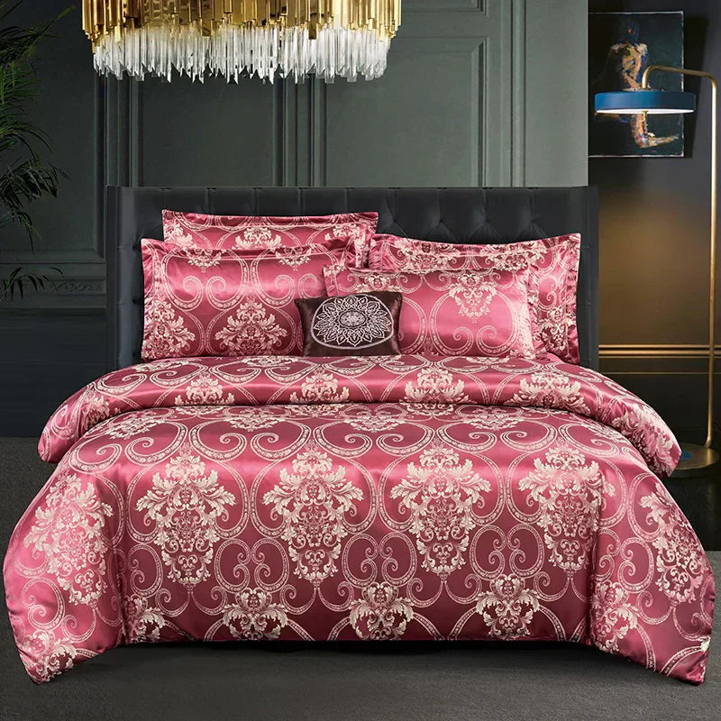 Aurelia Satin Rayon Jacquard Duvet Cover Set 220x240 for Double Bed