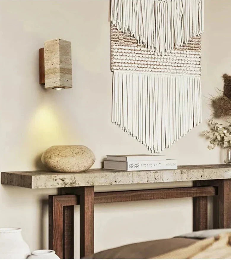 EmberStone Travertine LED Wall Light for Living Rooms