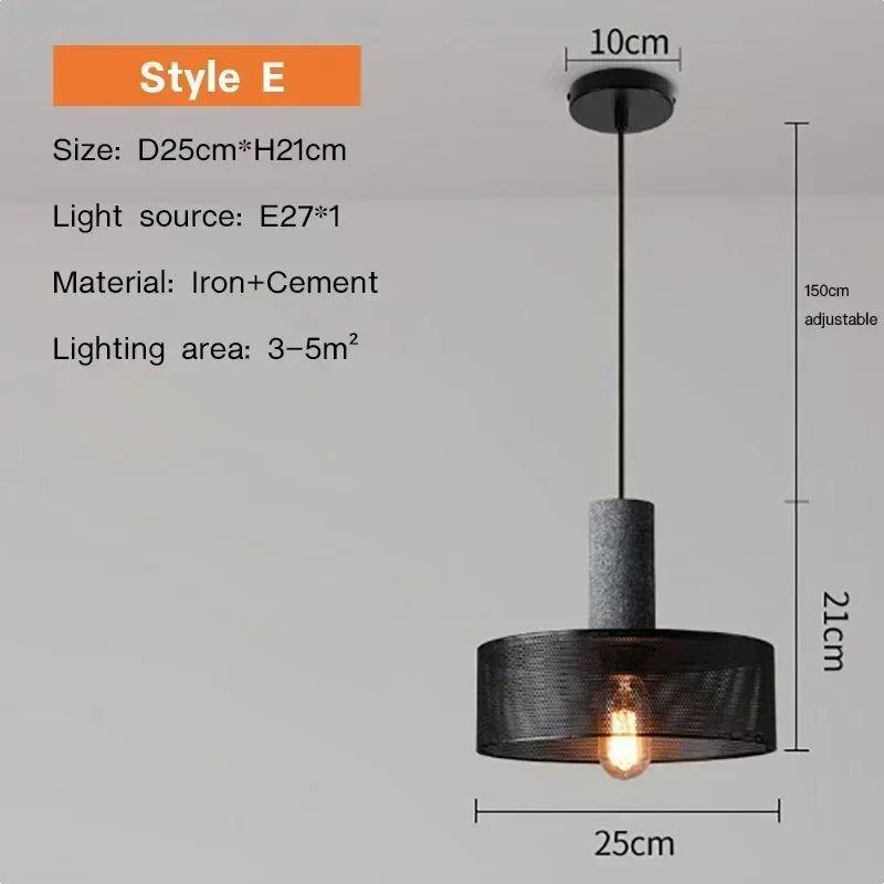 Lampa wisząca Rivena Retro American Country Cement od Landera