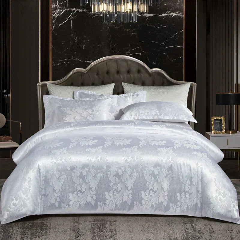 Aurelia Satin Rayon Jacquard Duvet Cover Set 220x240 for Double Bed