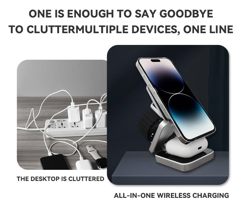 VeloCharge Magnetic Foldable 3-In-1 Wireless Charger For iPhone AirPods Apple Watch