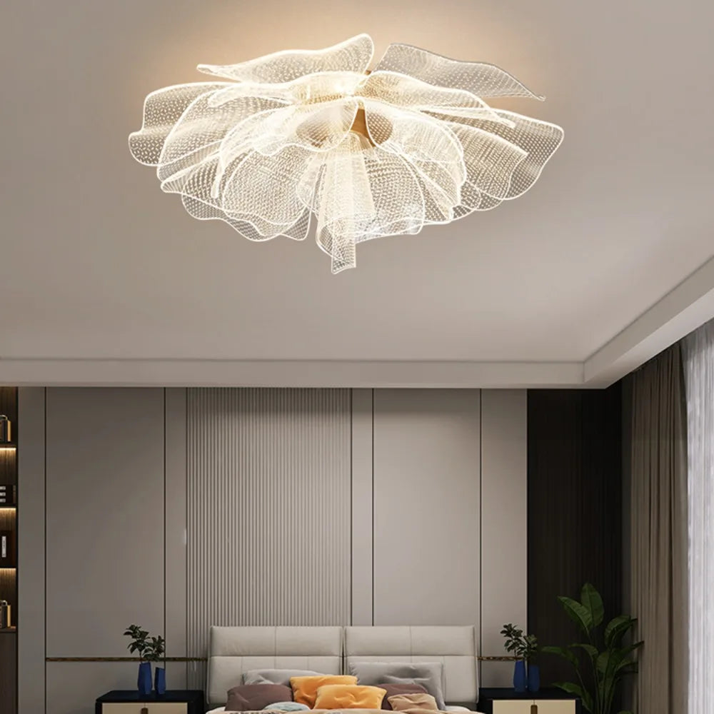 LumaFlora Golden Flower LED Ceiling Light for Bedroom