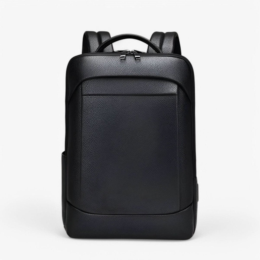 Elegantní kožený batoh s USB portem pro 15,6palcový notebook, černý