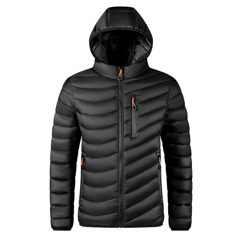 Nordfell Men's Cotton Padded Hooded Windbreaker Jacket for Autumn and Winter
