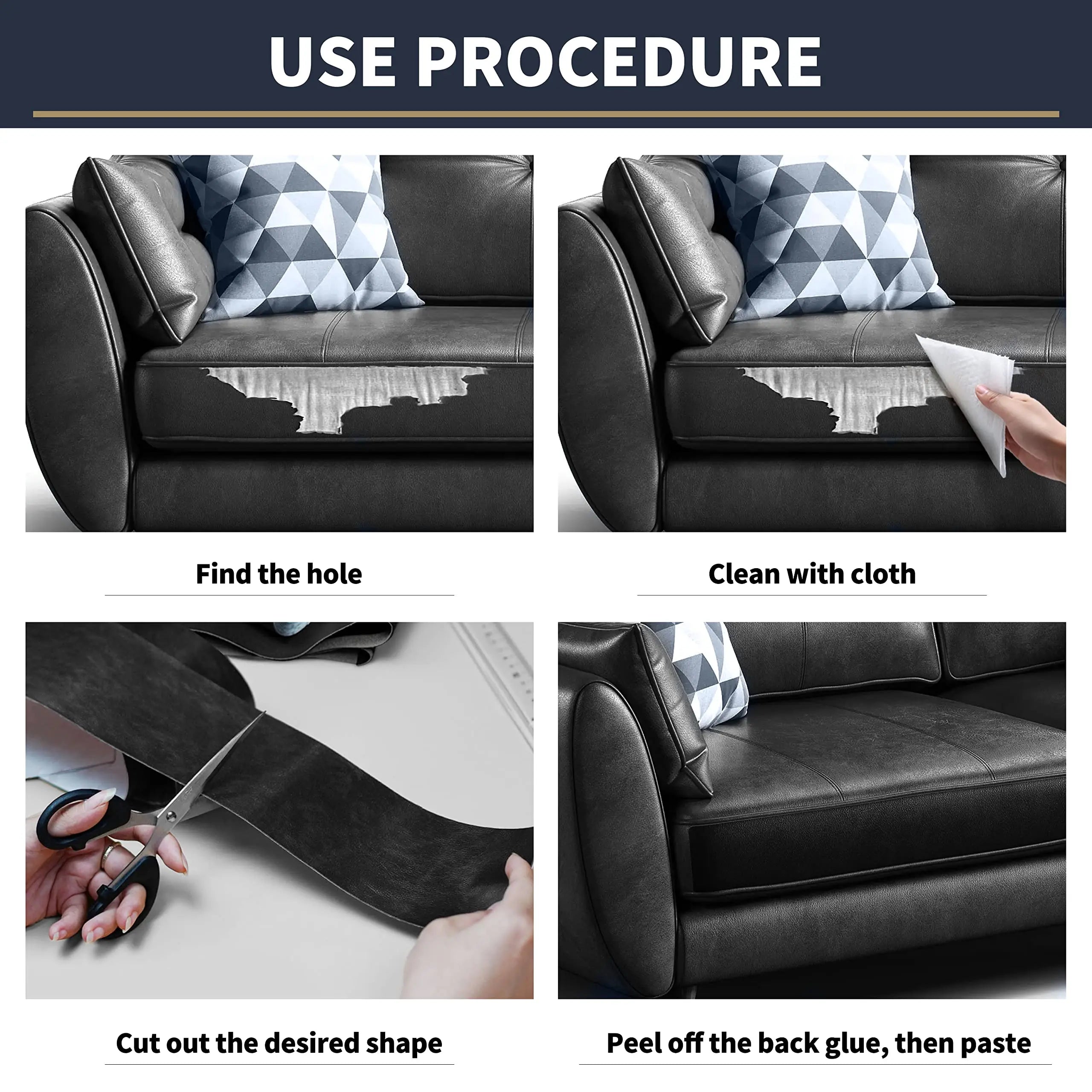 Leather Repair Patch for Furniture and Accessories Self-Adhesive PU Material