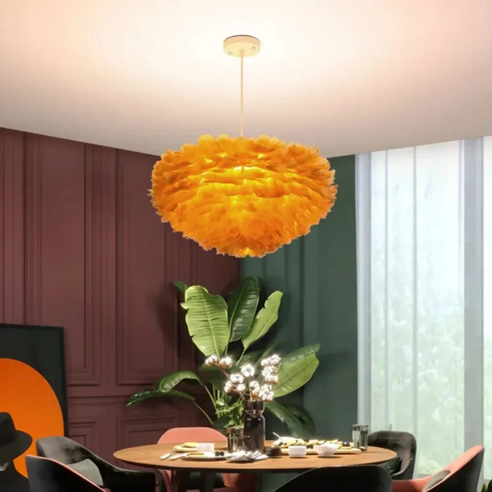 Norelle Nordic Feather LED Pendant Light With Warm Glow