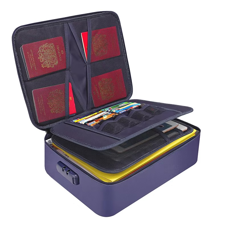 Portable Fireproof and Waterproof Document Organizer Bag for Travel and Home Security