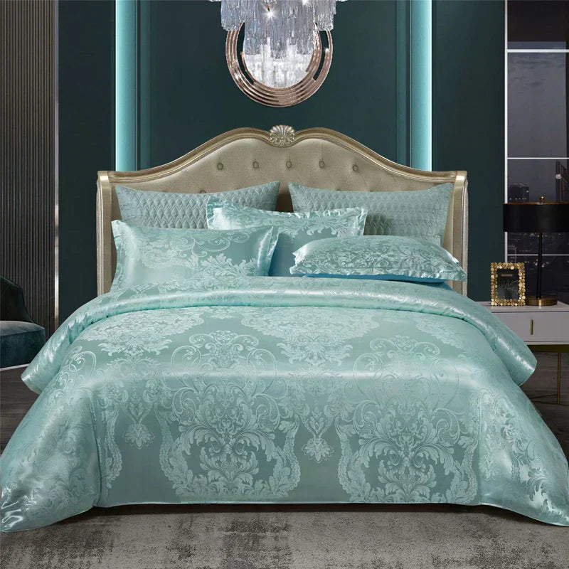 Aurelia Satin Rayon Jacquard Duvet Cover Set 220x240 for Double Bed