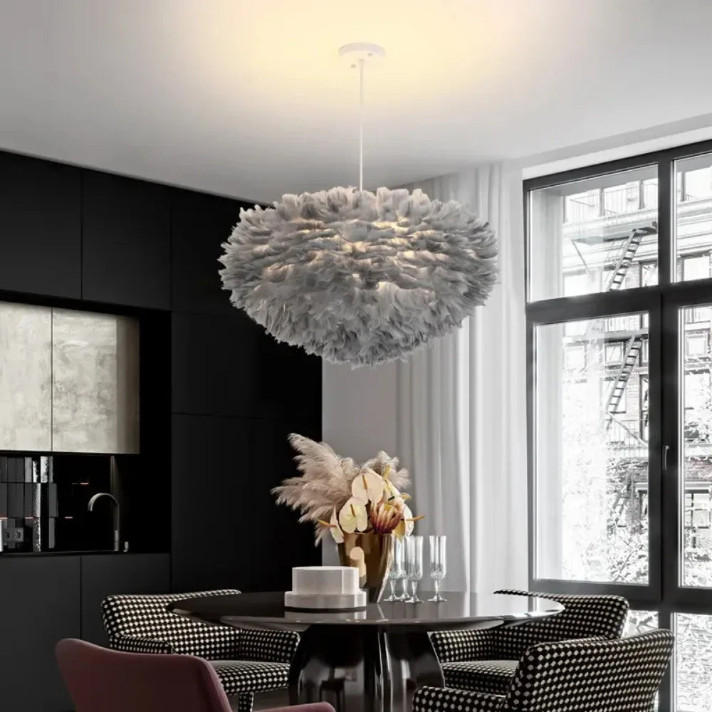 Norelle Nordic Feather LED Pendant Light With Warm Glow