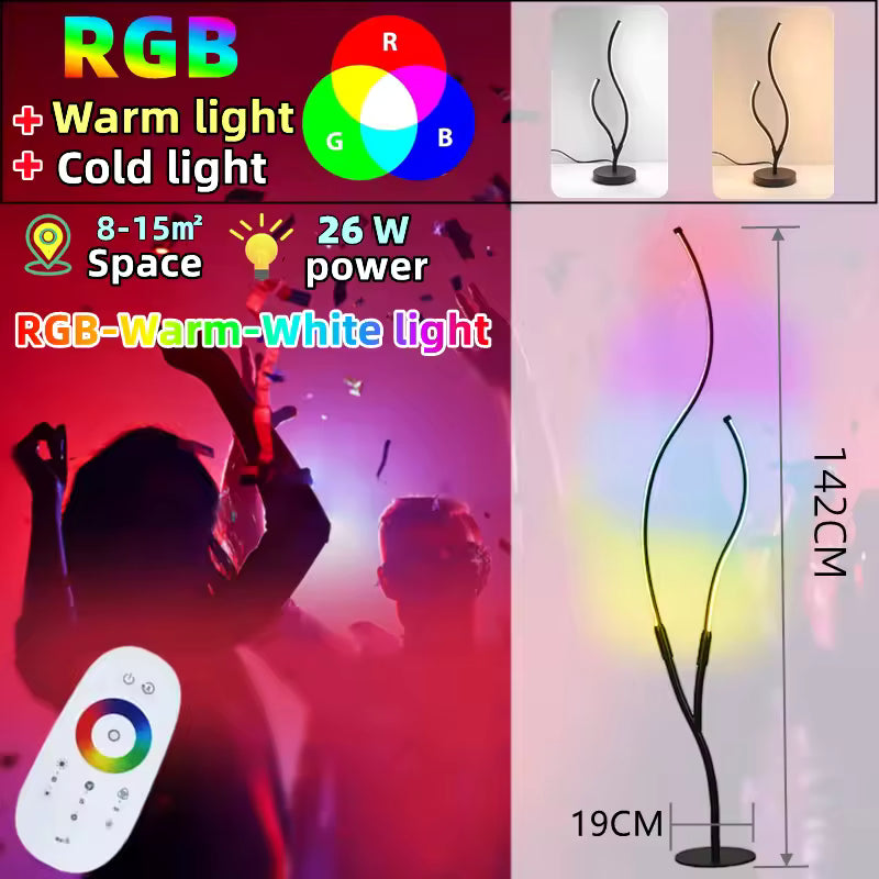 آباژور ایستاده ال‌ای‌دی مدل Aeron Tree با نور RGB و کنترل از راه دور