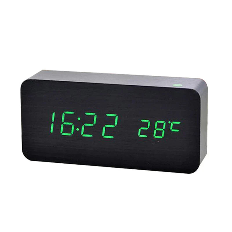 ساعت زنگ‌دار دیجیتال چوبی TimberPulse با نمایشگر LED