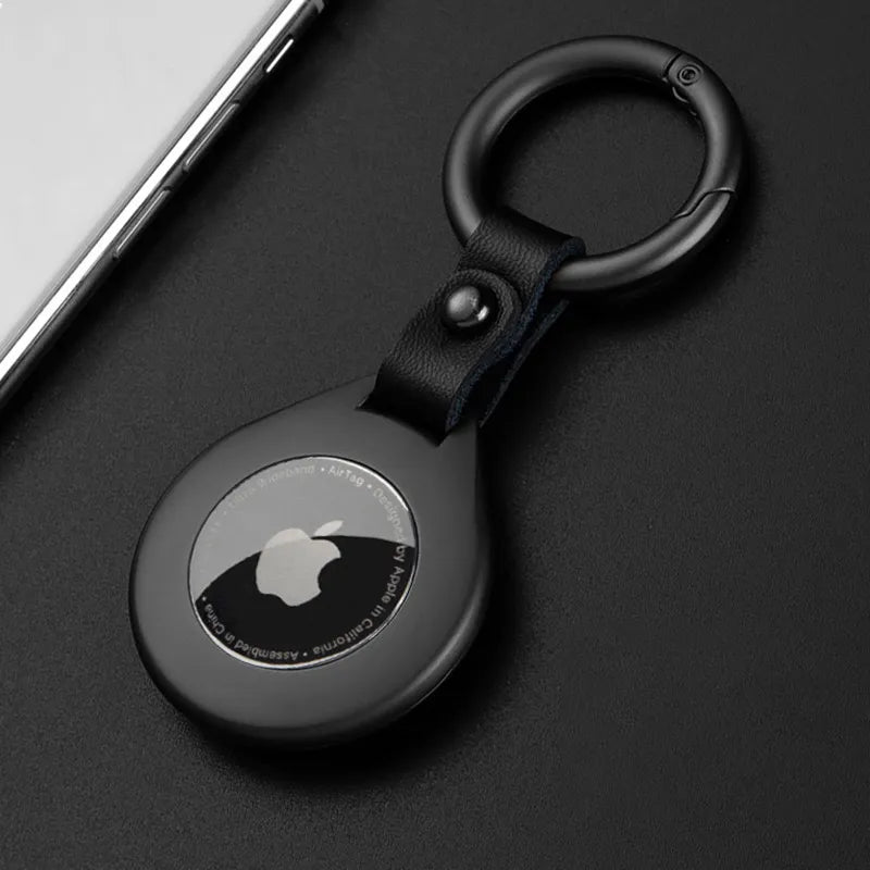 Carcasă protectoare din piele și metal pentru Apple AirTags