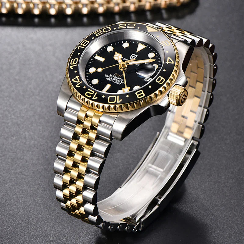 Aureon GMT Luxury Automatic Mechanical Men's Watch 40mm Stainless Steel