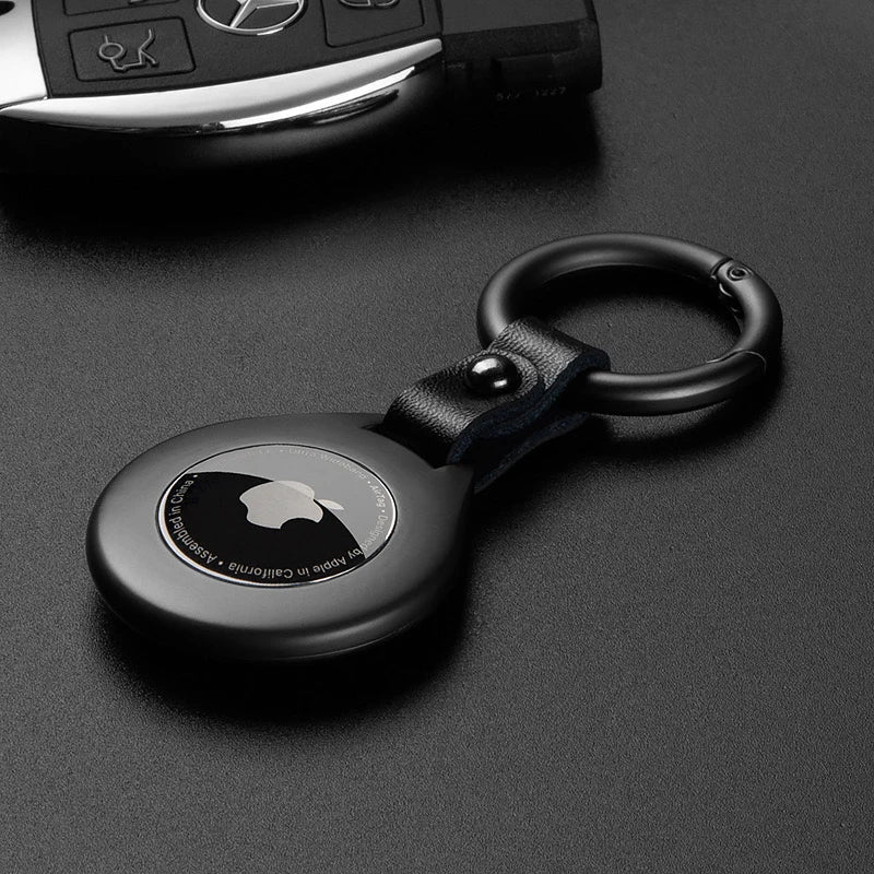Carcasă protectoare din piele și metal pentru Apple AirTags
