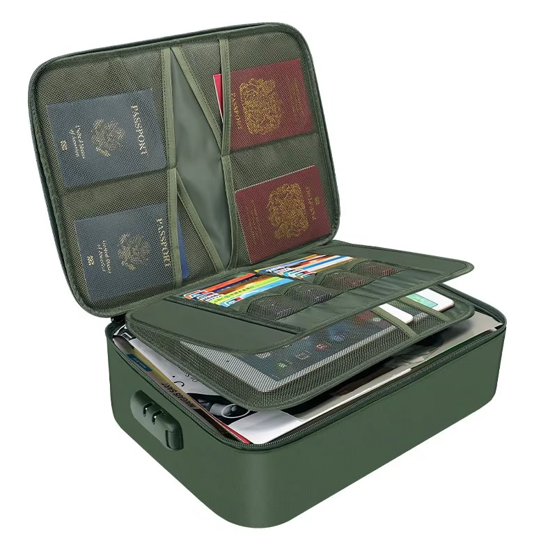 Portable Fireproof and Waterproof Document Organizer Bag for Travel and Home Security