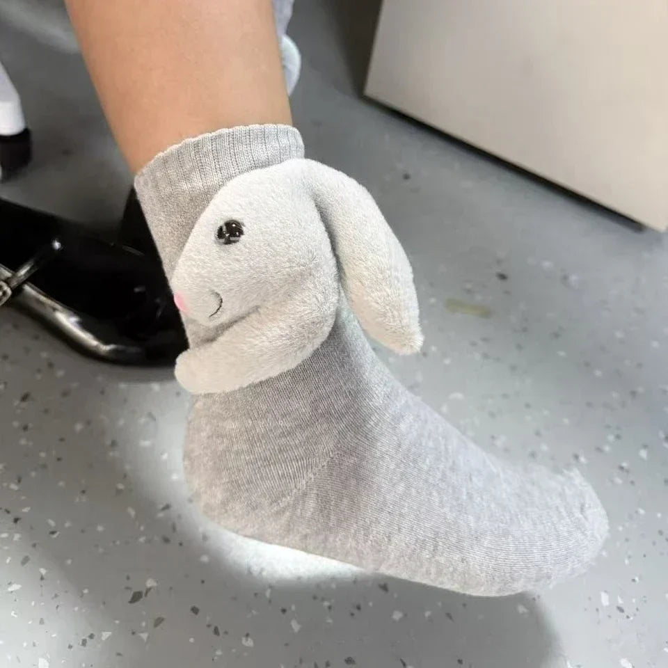 SnugNest Cozy House Socks With Cute 3D Animal Accent And Non-Slip Sole