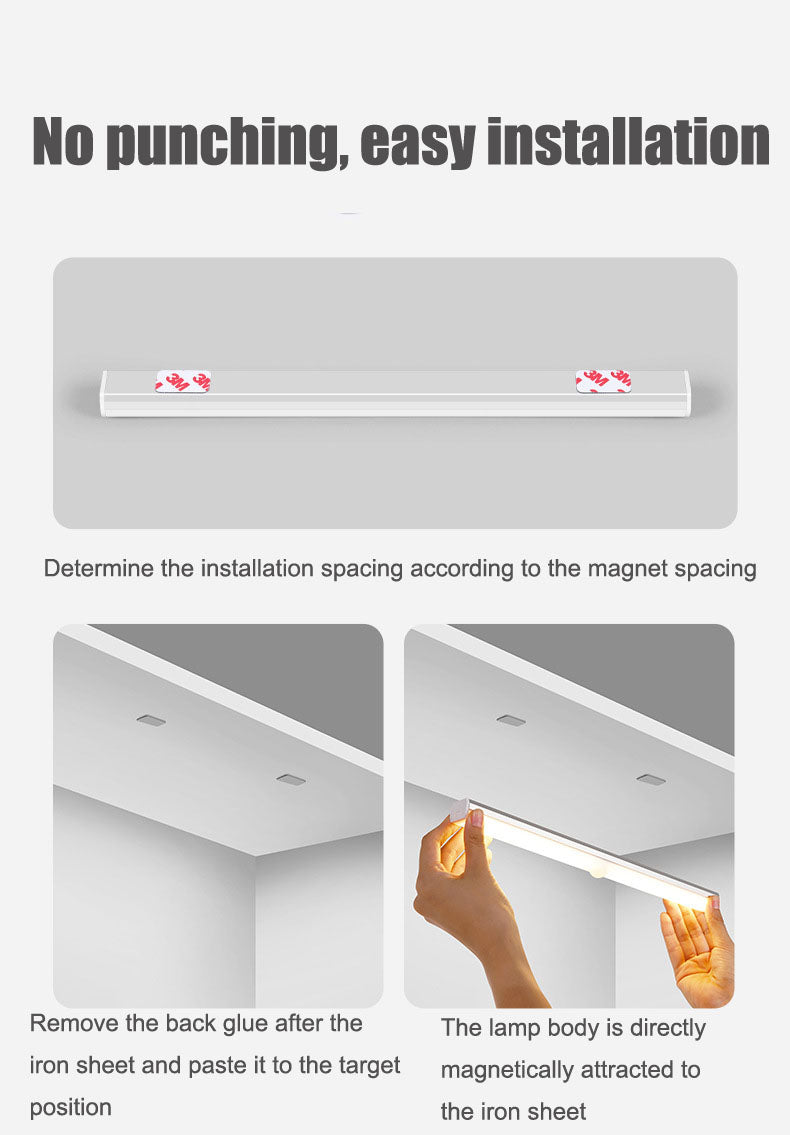 Triple In One Ultra Thin Wireless LED Cabinet Light With Motion Sensor