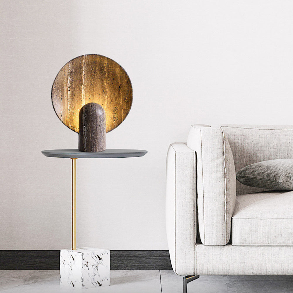 AstraLume Travertine Stone Lamp Handcrafted Radiance