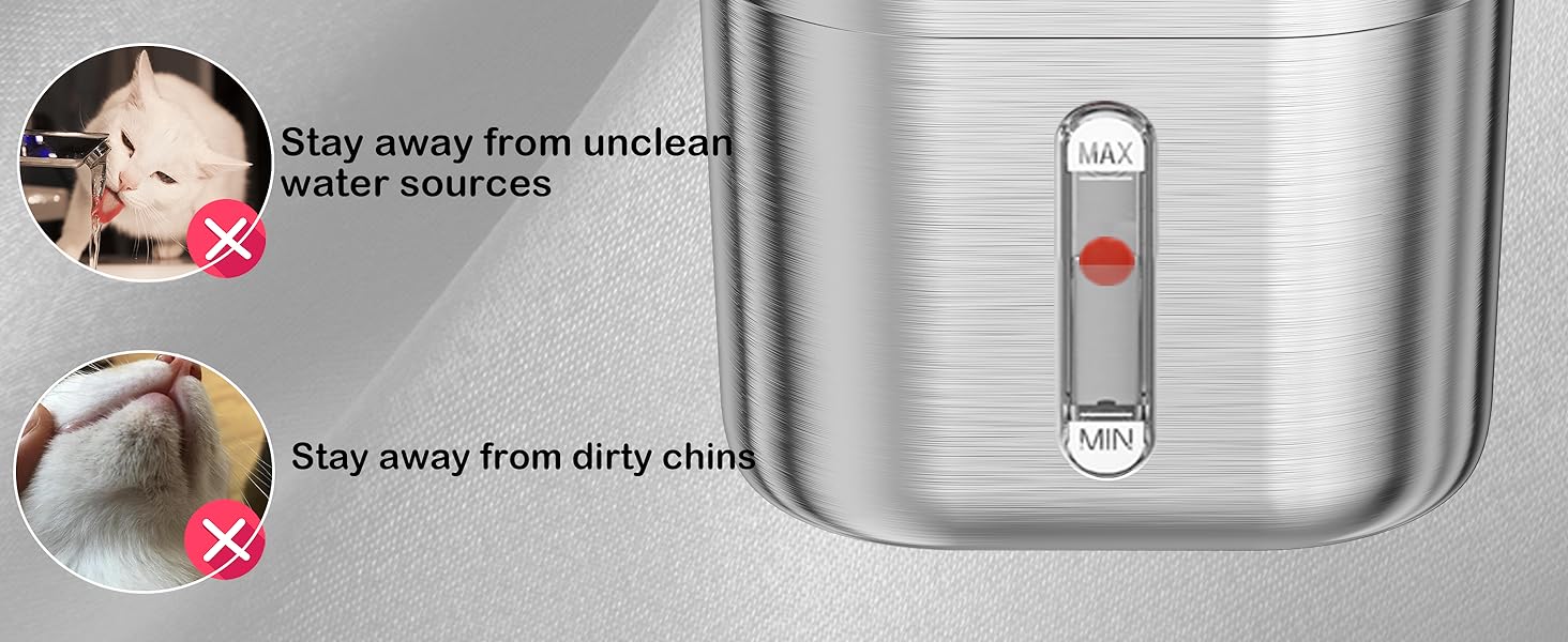 Cat Water Fountain Made Of Stainless Steel With Continuous Fresh Water Flow