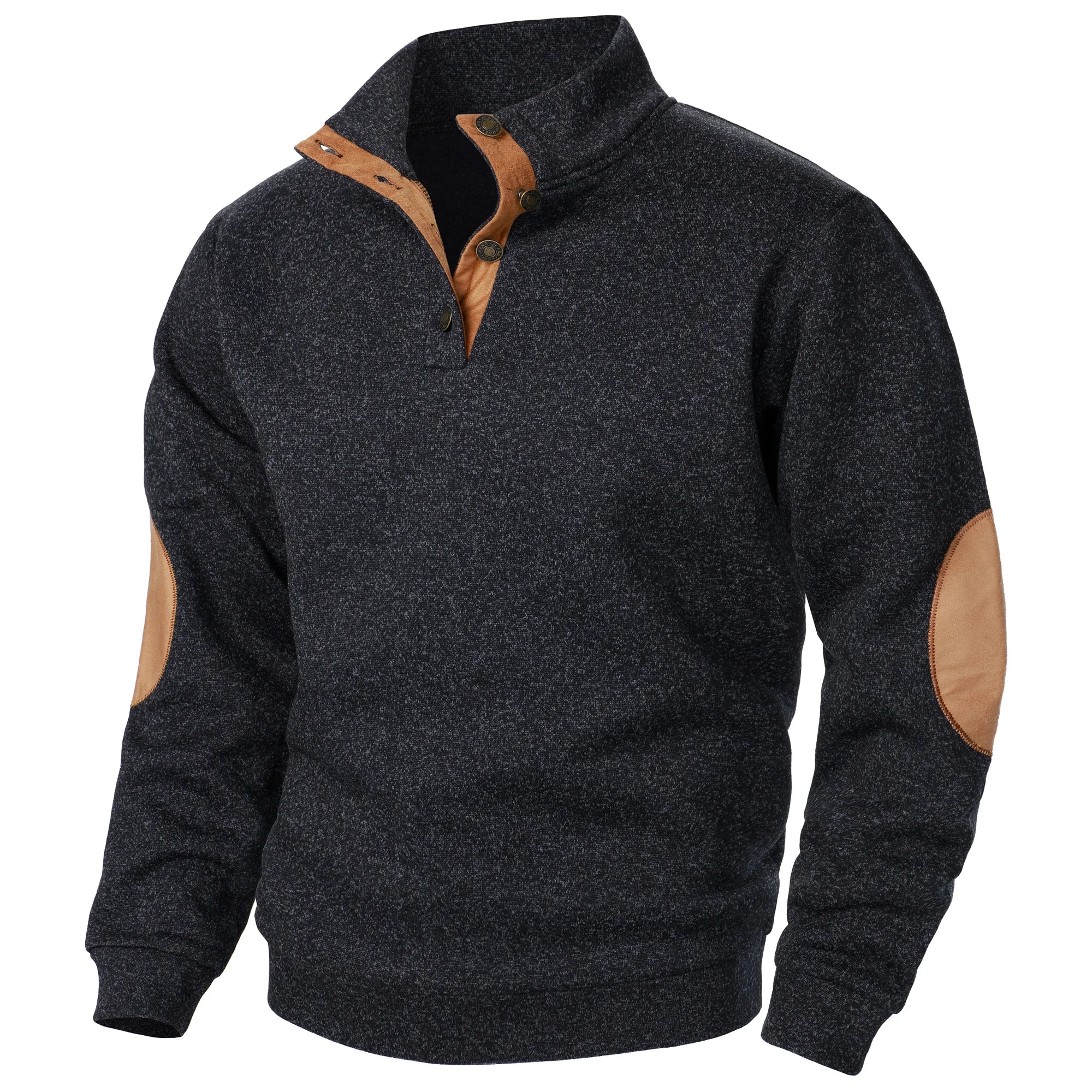 Astra Stand Collar Knitted Sweater With Button Details And Long Sleeves