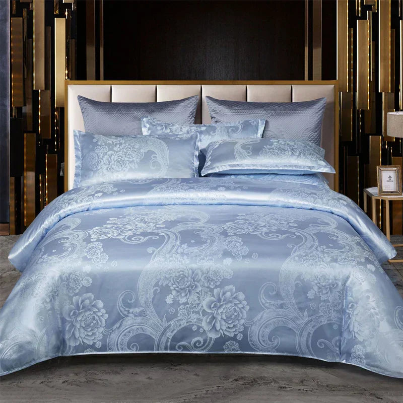 Aurelia Satin Rayon Jacquard Duvet Cover Set 220x240 for Double Bed