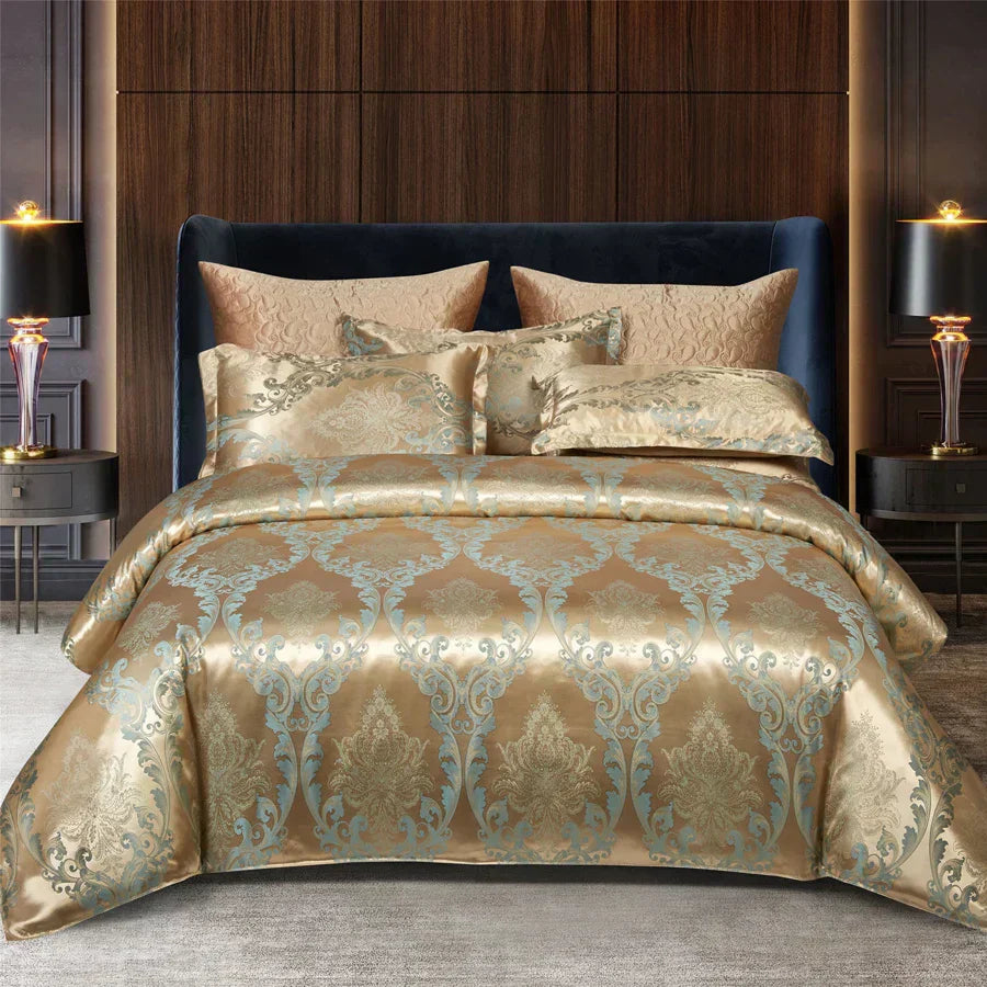 Aurelia Satin Rayon Jacquard Duvet Cover Set 220x240 for Double Bed