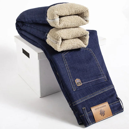 Arbor Kışlık Kuzu Tüyü Denim Erkek Pantolon Yüksek Bel Polar Astarlı Düz Kot