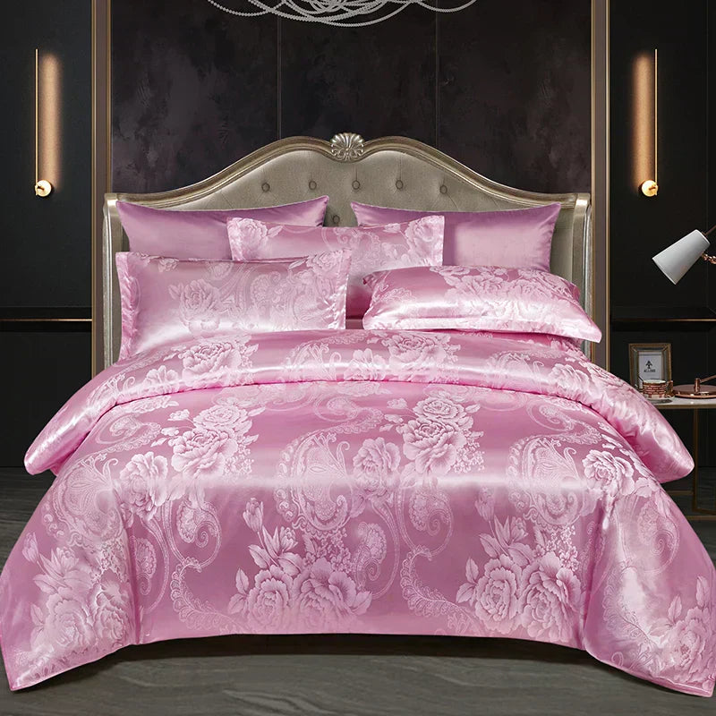 Aurelia Satin Rayon Jacquard Duvet Cover Set 220x240 for Double Bed