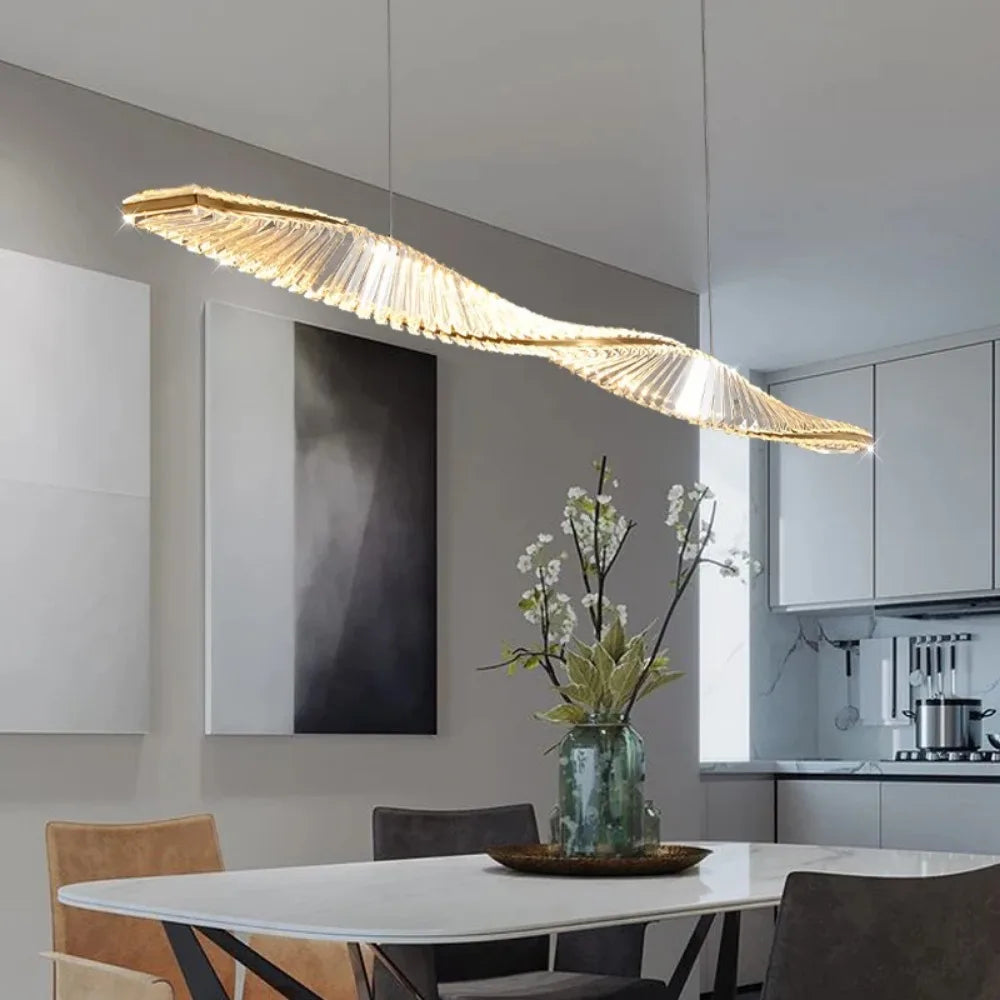 Lumeris Modern Crystal Spiral LED Dining Pendant Light