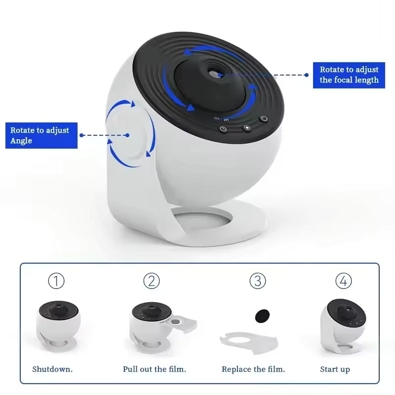 LumaNova LED Moon and Galaxy Projection Lamp With Film Discs
