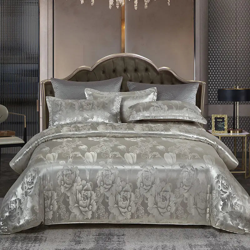 Aurelia Satin Rayon Jacquard Duvet Cover Set 220x240 for Double Bed