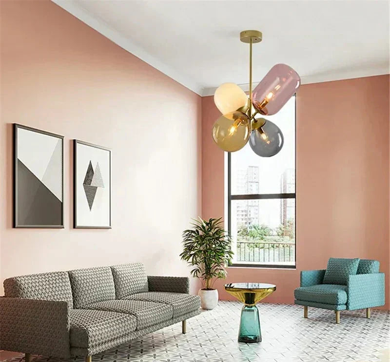 Závěsná lampa Aurelia Branch s ručně vyráběným luxusním vitrážovým sklem