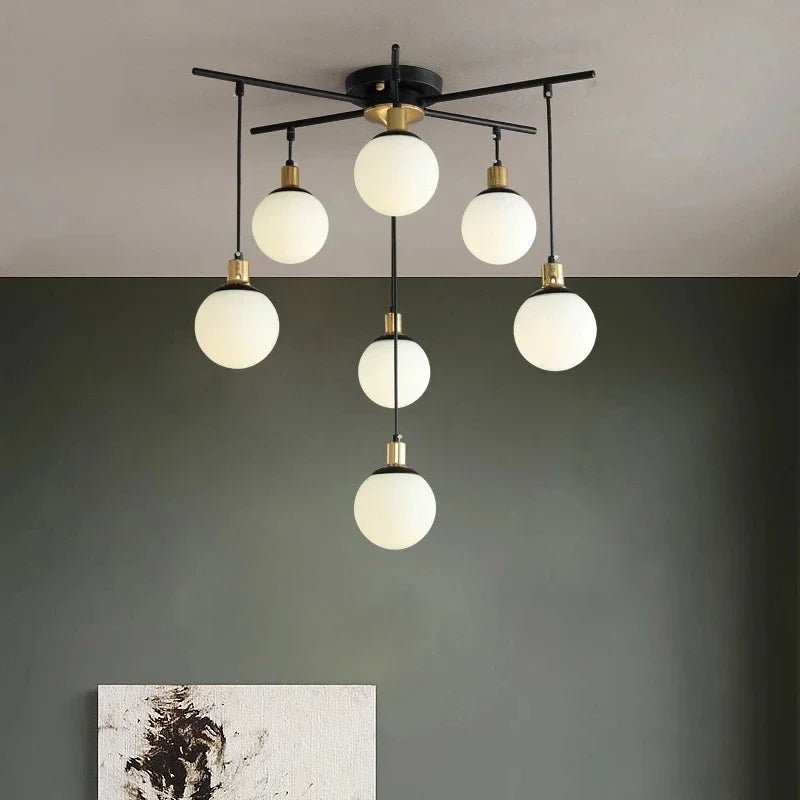 Virelle postmoderne glaslysekrone med LED til stuen