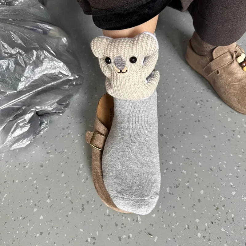 SnugNest Cozy House Socks With Cute 3D Animal Accent And Non-Slip Sole