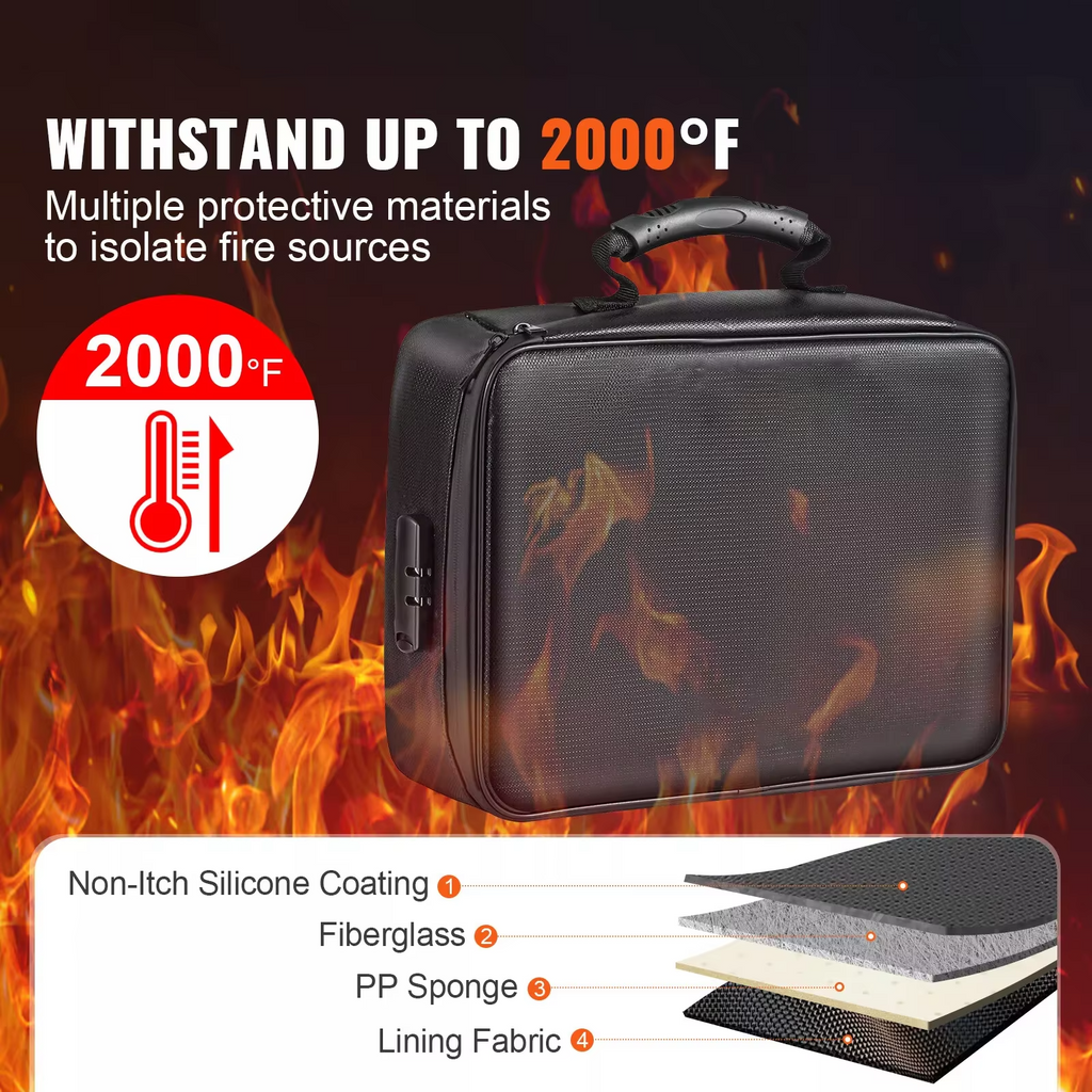 Portable Fireproof and Waterproof Document Organizer Bag for Travel and Home Security