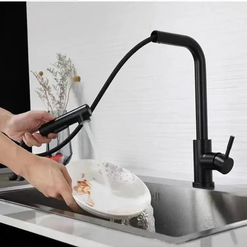 شیر ظرفشویی ایروفلو پرو مشکی از جنس استیل ضدزنگ با آبفشان دو حالته کشویی