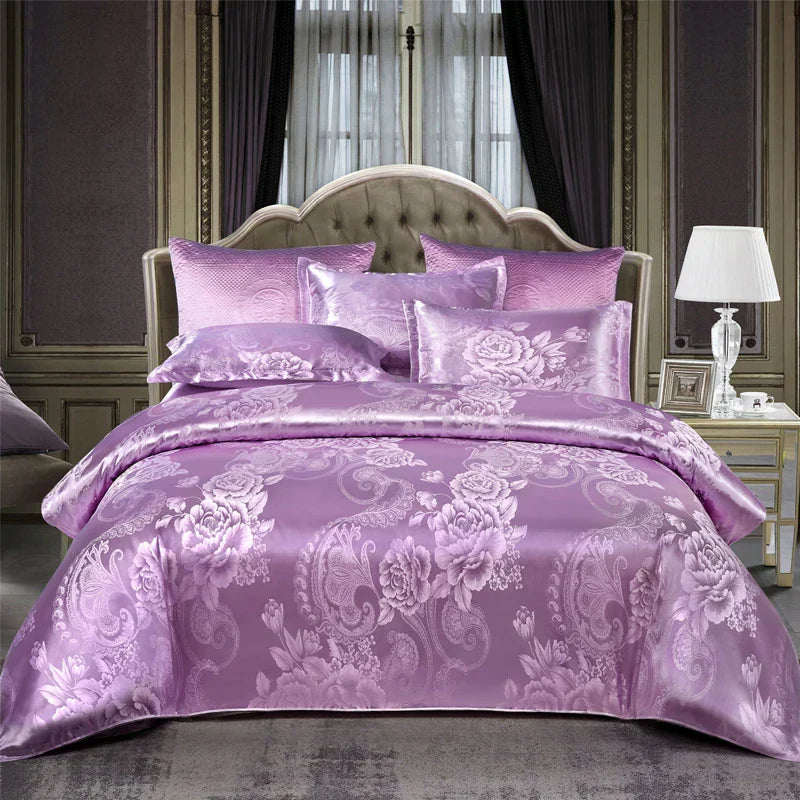 Aurelia Satin Rayon Jacquard Duvet Cover Set 220x240 for Double Bed